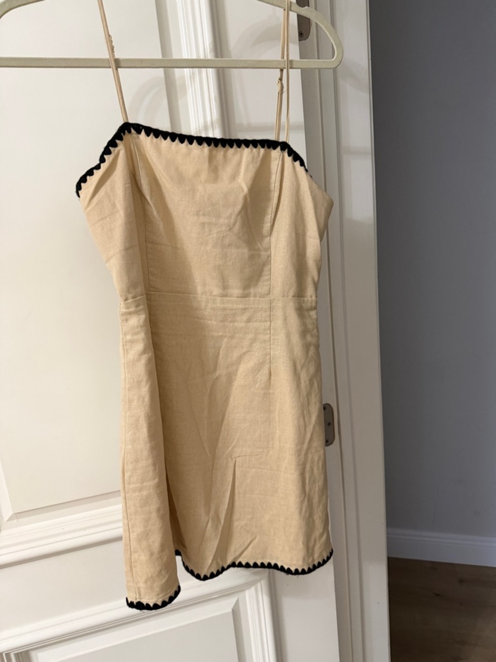 Petal & Pup Beige Mini Dress with Black Trim